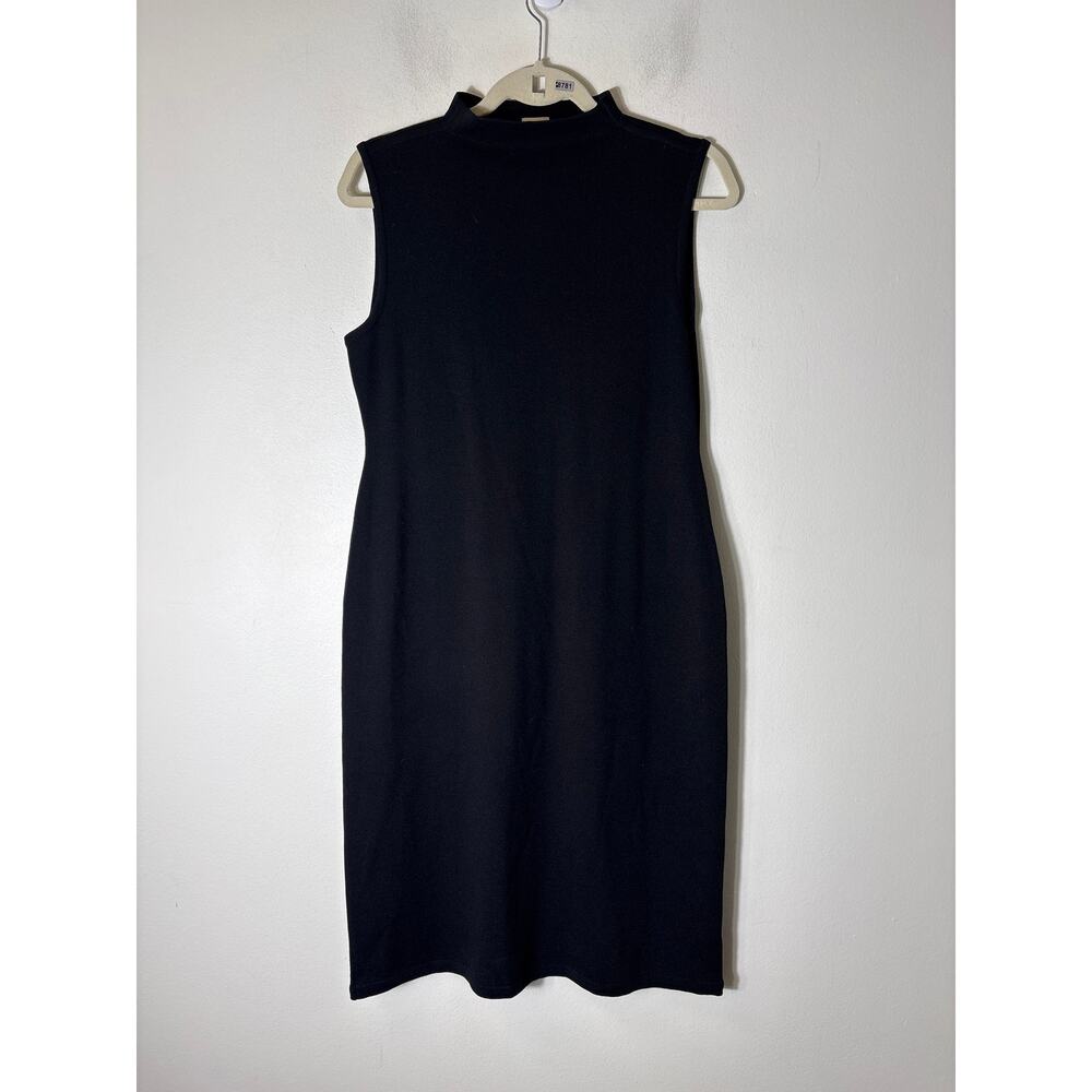 Anne Klein Black Sleeveless Funnelneck Knit Midi Dress Sz L
